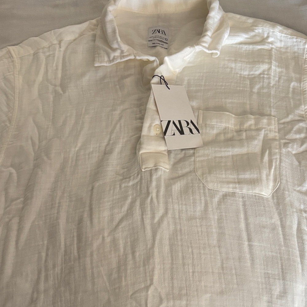 Zara Men's Cream Button Down Shirt